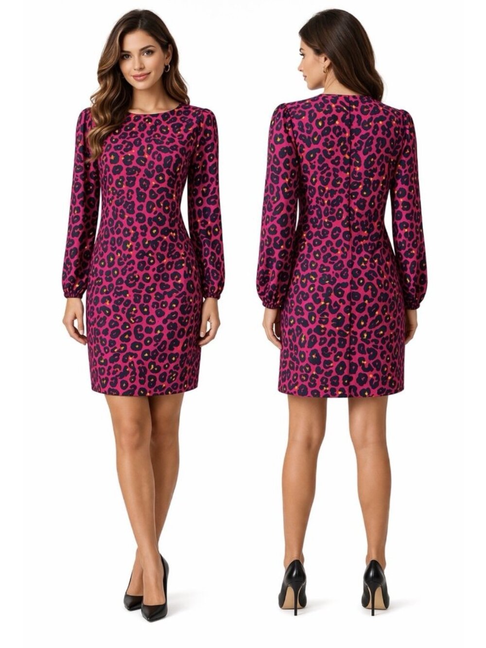 Anthropologie Jude Connally Purple Animal Print Ponte Dress M Medium NEW $178